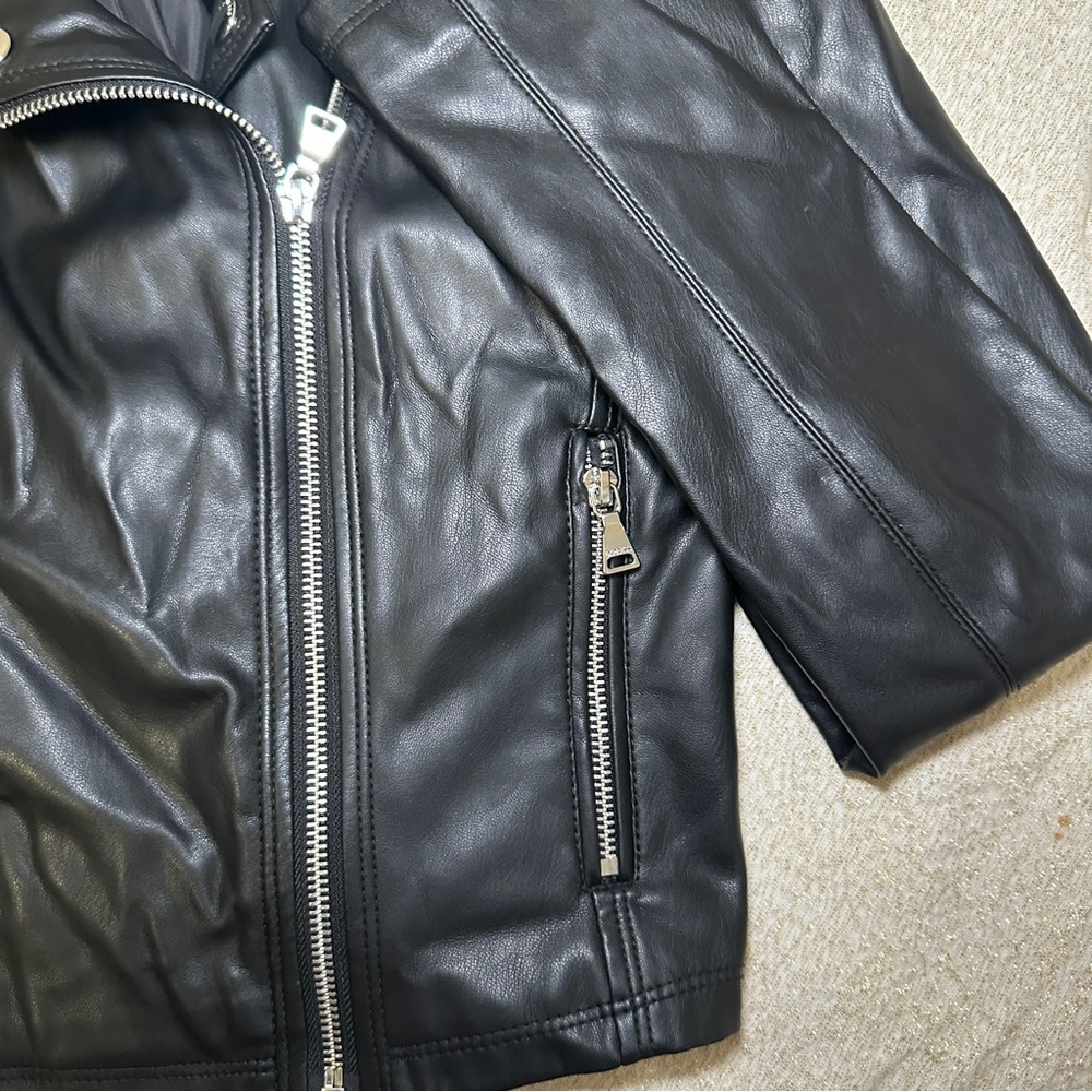 Express Black Faux Leather Jacket with Metallic Accents - Picture 4 of 6